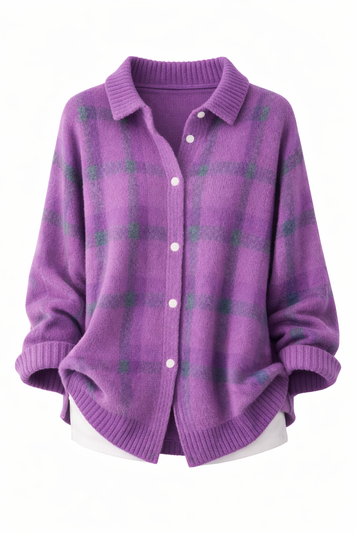 Anna  | Tartan Knit Button Cardigan