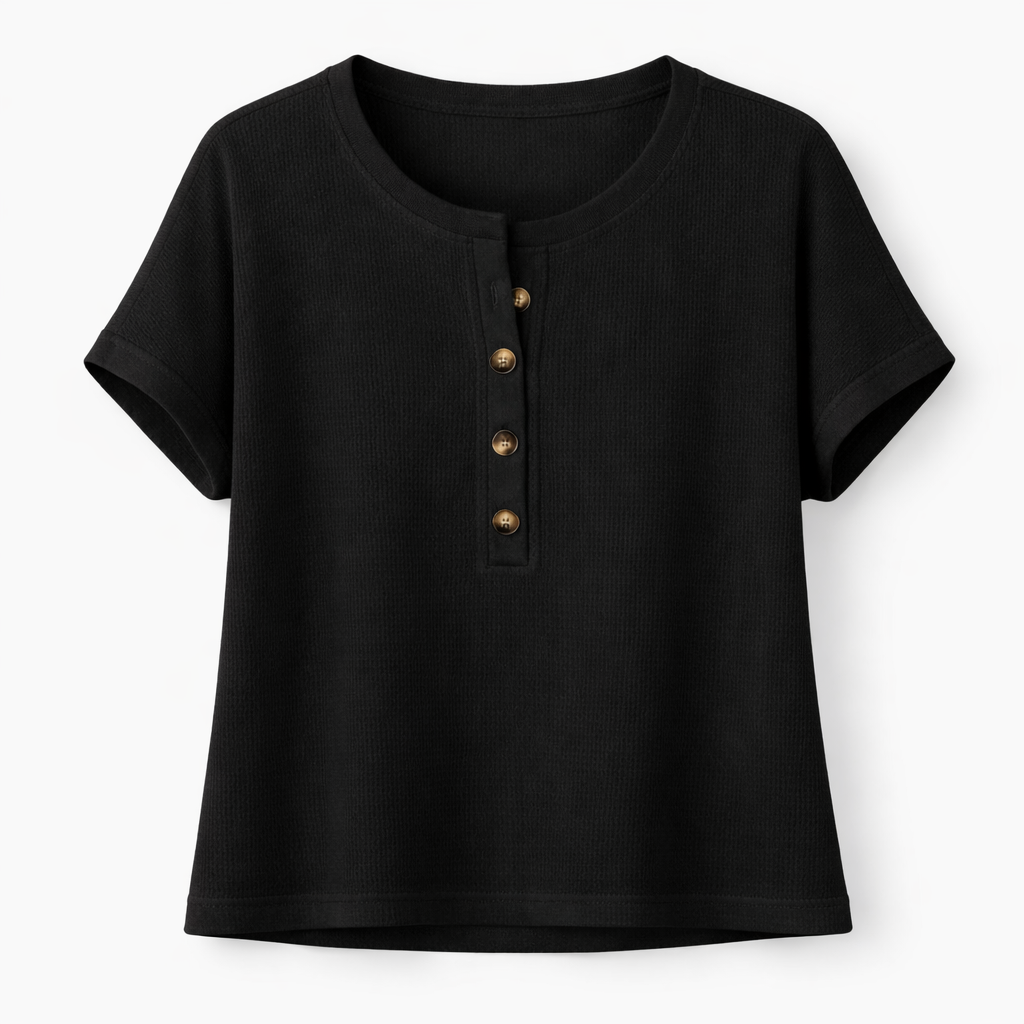 Hannah | Button Front Waffle Knit Top