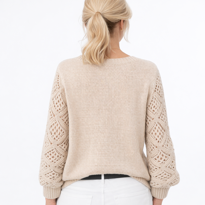 Helena | Lace Sleeve Knit Sweater