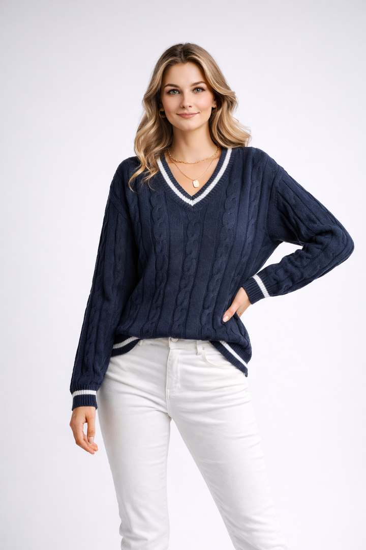 Sienna | Cable-Knit V-Neck Sweater