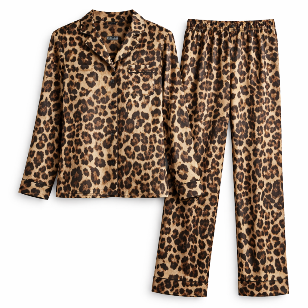 Amelia | Leopard Satin Lounge Set