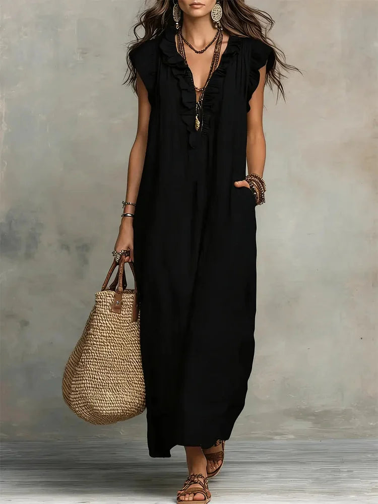 Elara Linen Maxi Dress