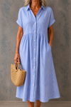 CAMILLE | STRIPED BUTTON MIDI DRESS