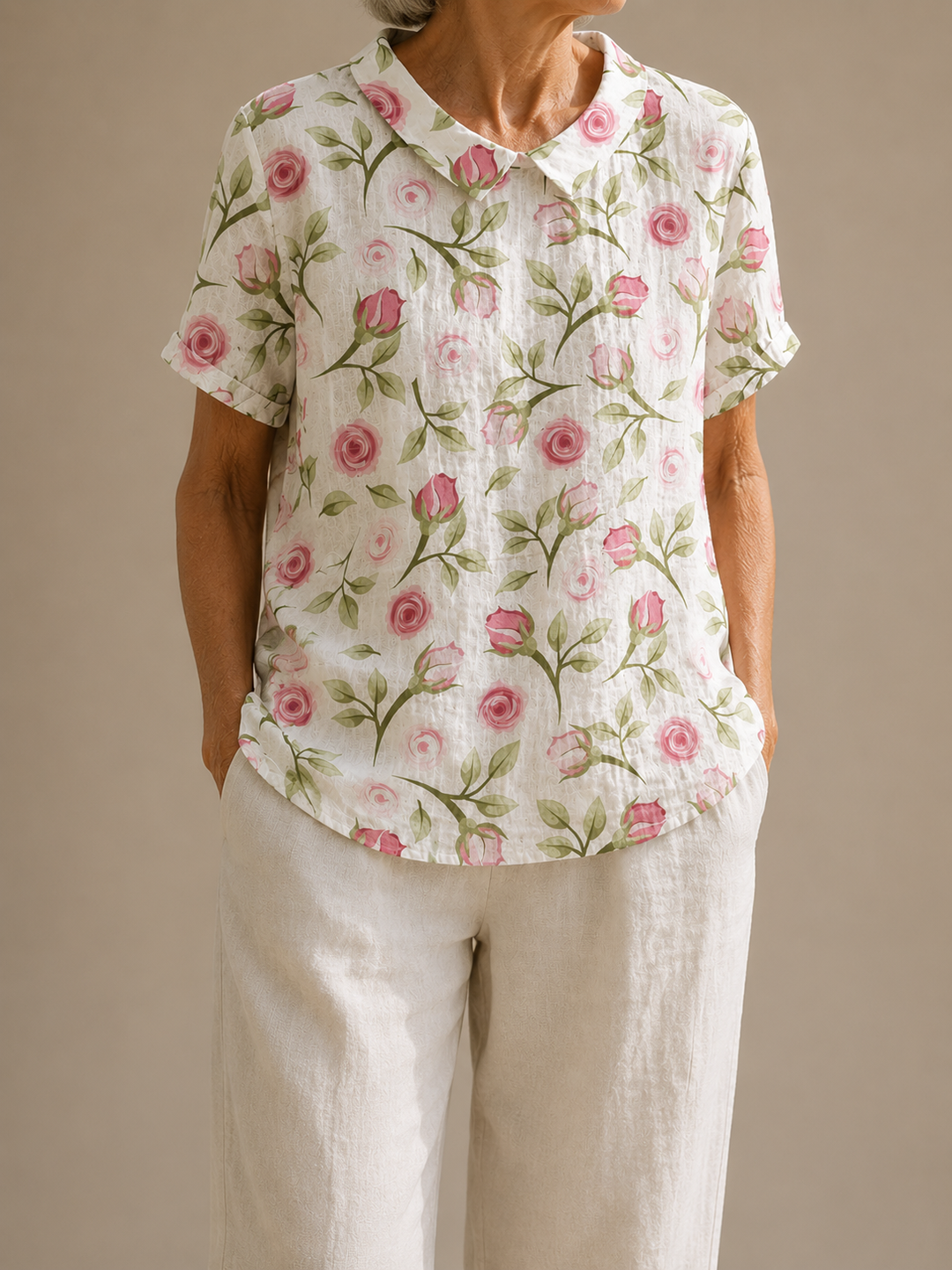 Margaret™ | Linen Floral Blouse