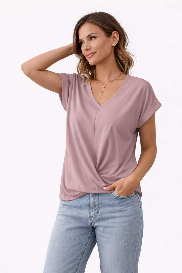 Zinnia | Casual Twist Front T-Shirt