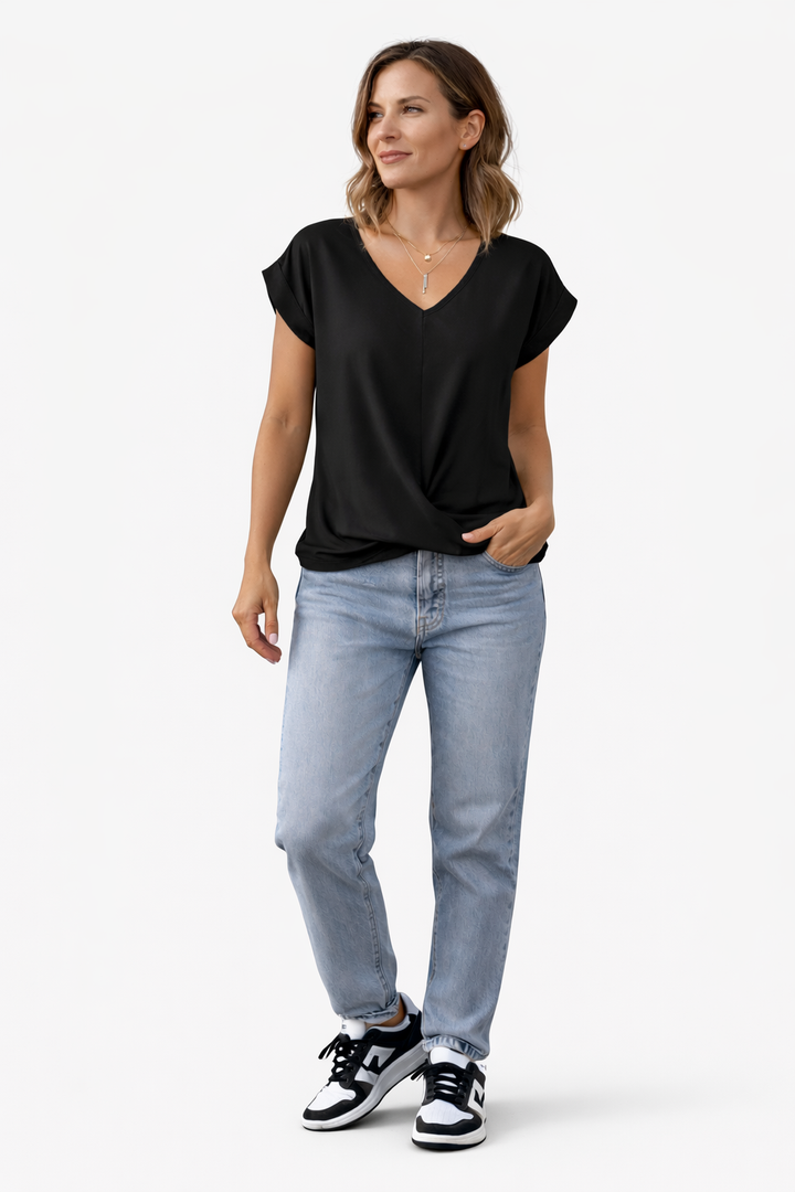 Zinnia | Casual Twist Front T-Shirt