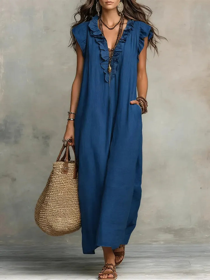 Elara Linen Maxi Dress