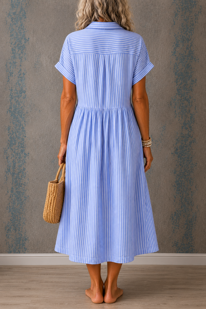 CAMILLE | STRIPED BUTTON MIDI DRESS