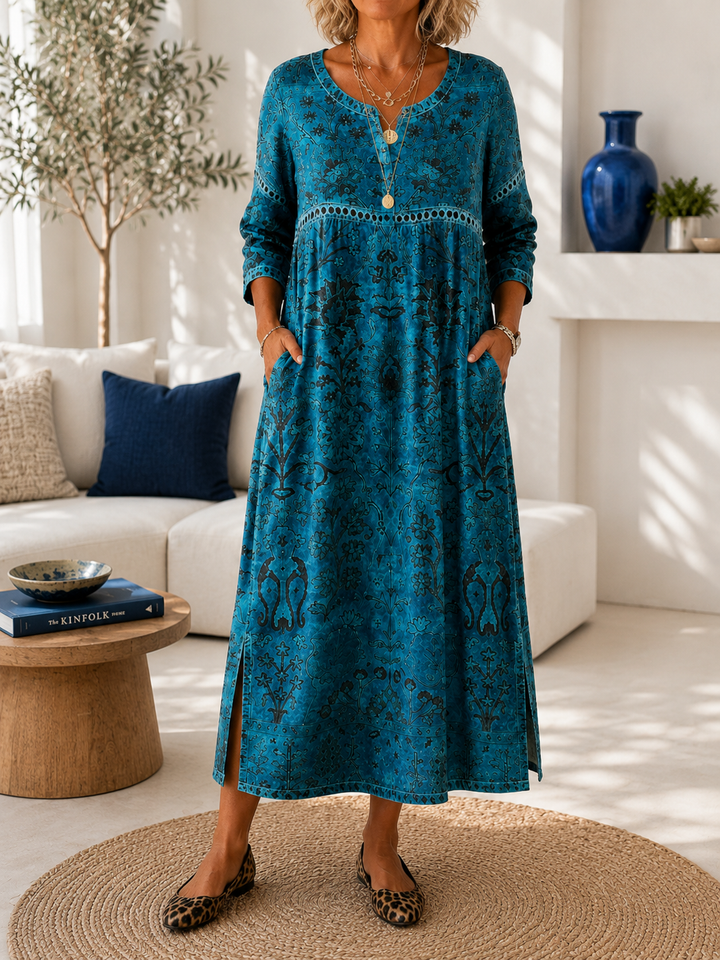 Carmen | Blue Printed Dress