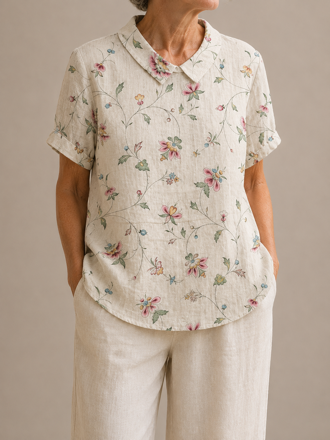 Clara™ | Linen Floral Blouse