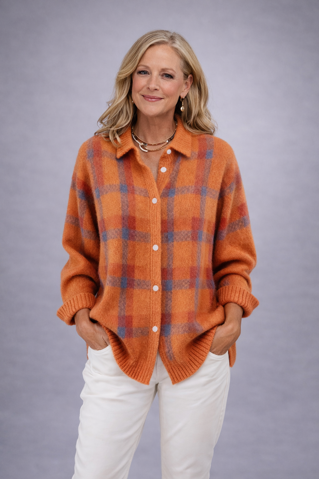 Anna  | Tartan Knit Button Cardigan