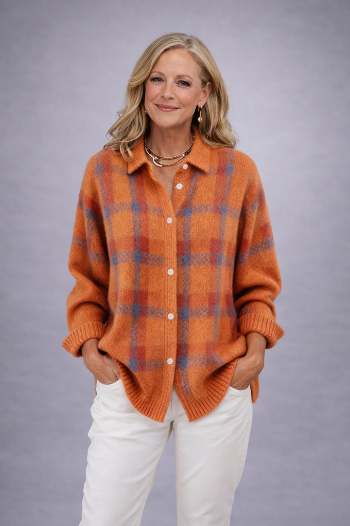 Anna  | Tartan Knit Button Cardigan