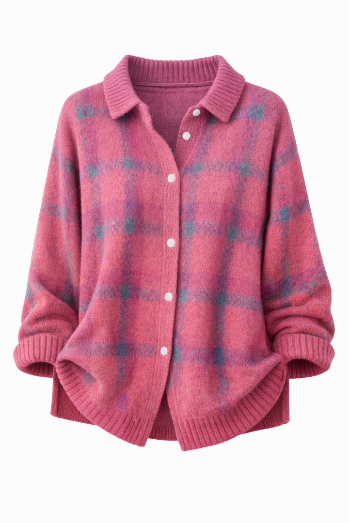 Anna  | Tartan Knit Button Cardigan