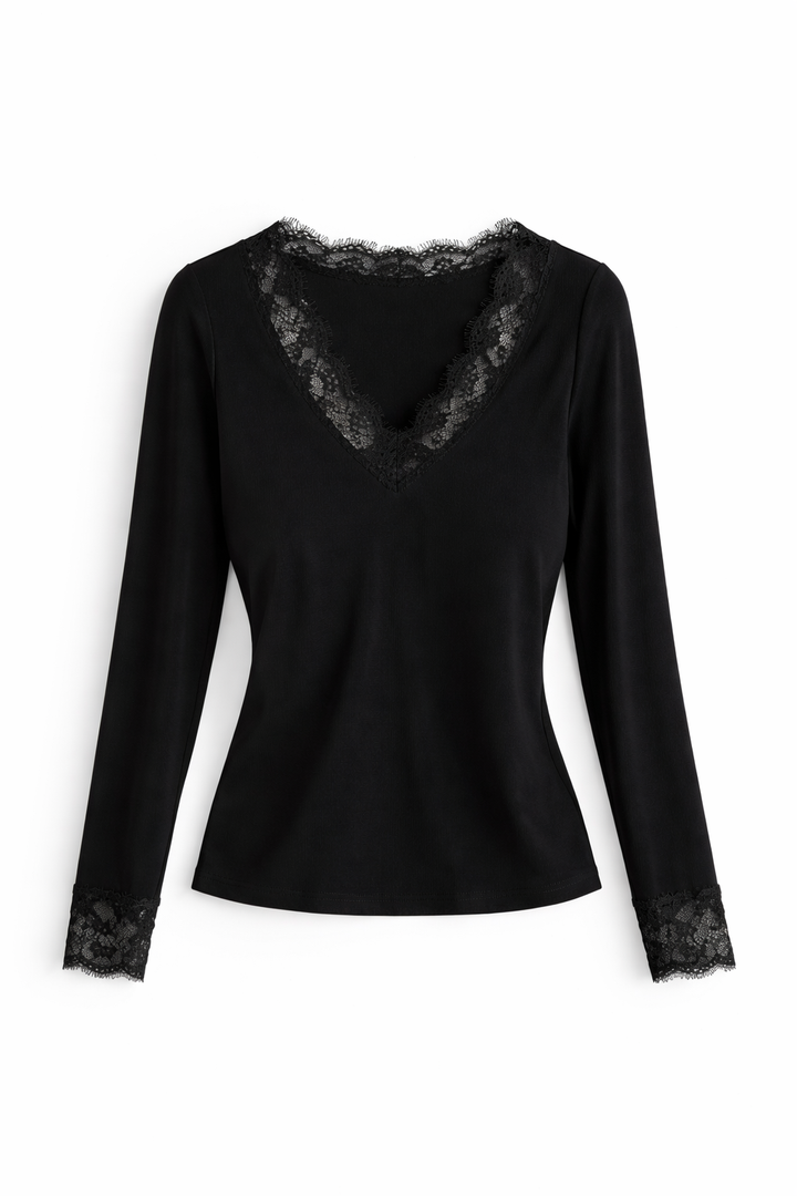 Elodie™ | Elegant Lace V-Neck Top