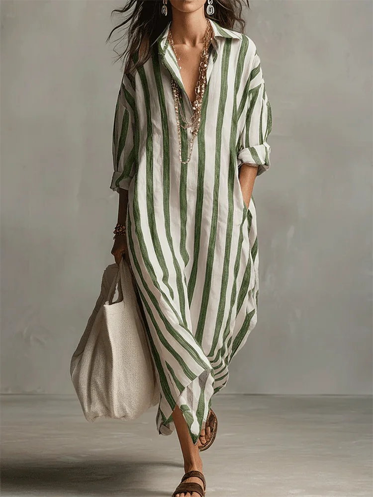 Lina | Striped Linen Dress