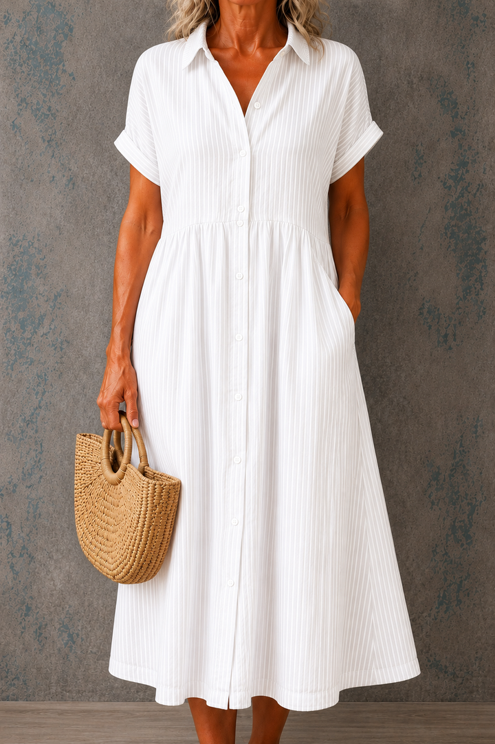 CAMILLE | STRIPED BUTTON MIDI DRESS