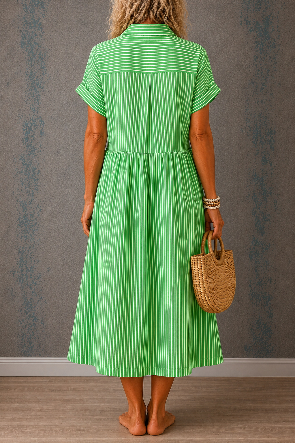 CAMILLE | STRIPED BUTTON MIDI DRESS