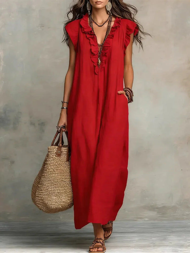 Elara Linen Maxi Dress