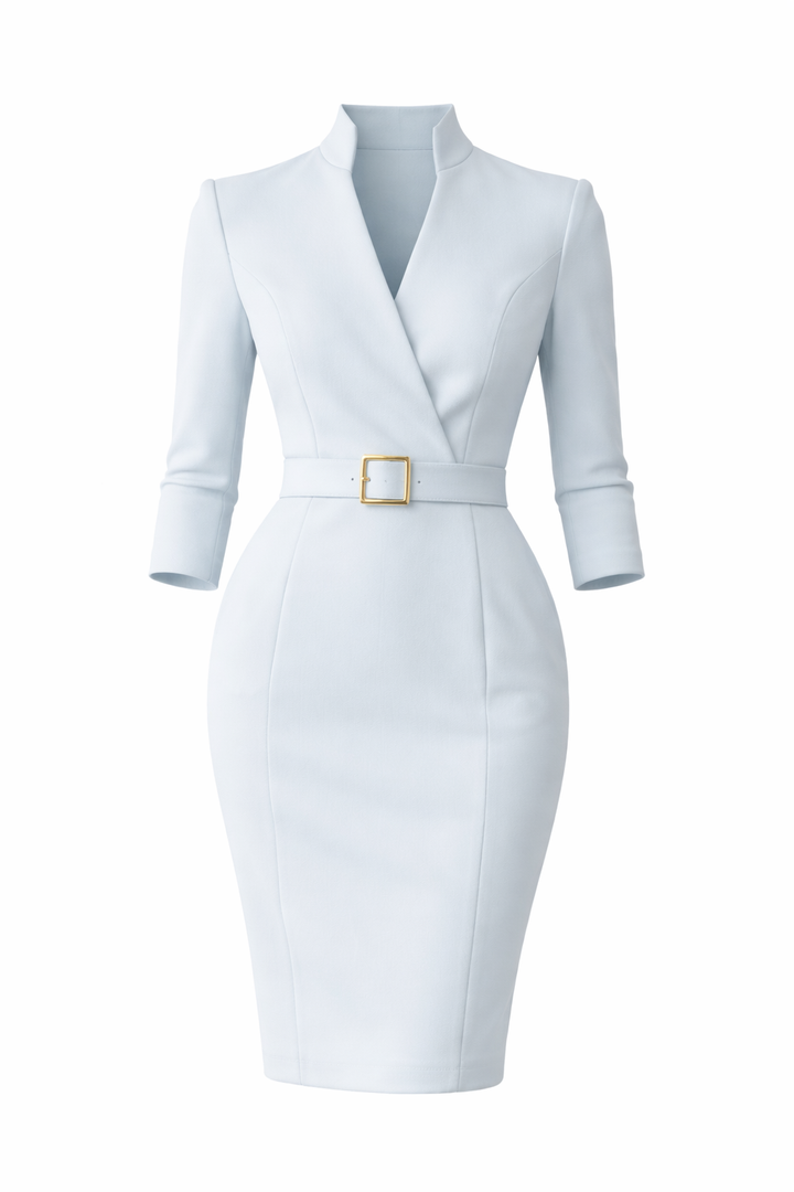 Victoria | Elegant Belted Collar Dress