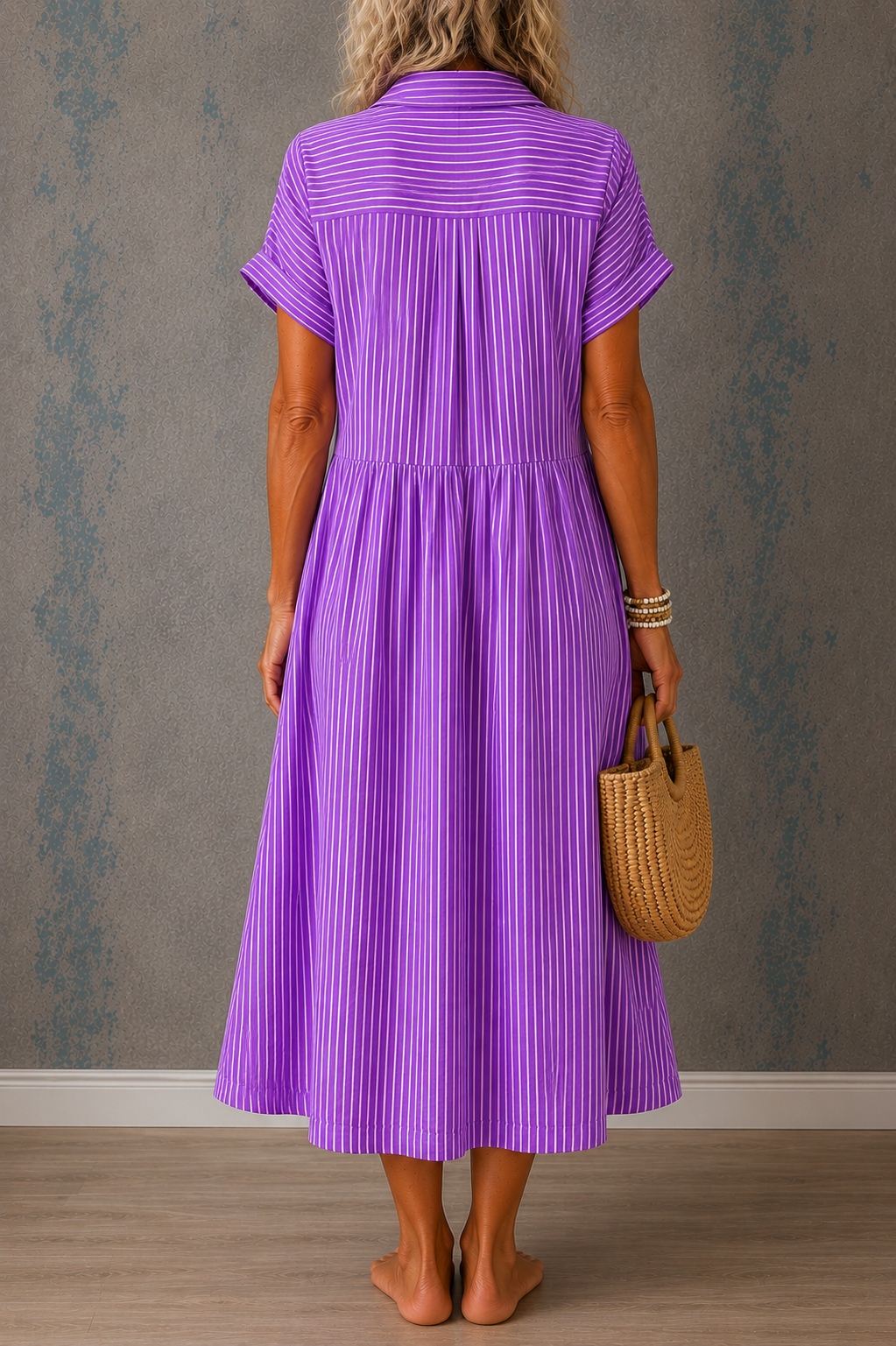 CAMILLE | STRIPED BUTTON MIDI DRESS