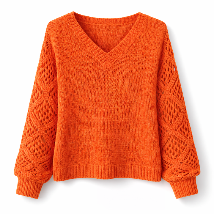Helena | Lace Sleeve Knit Sweater