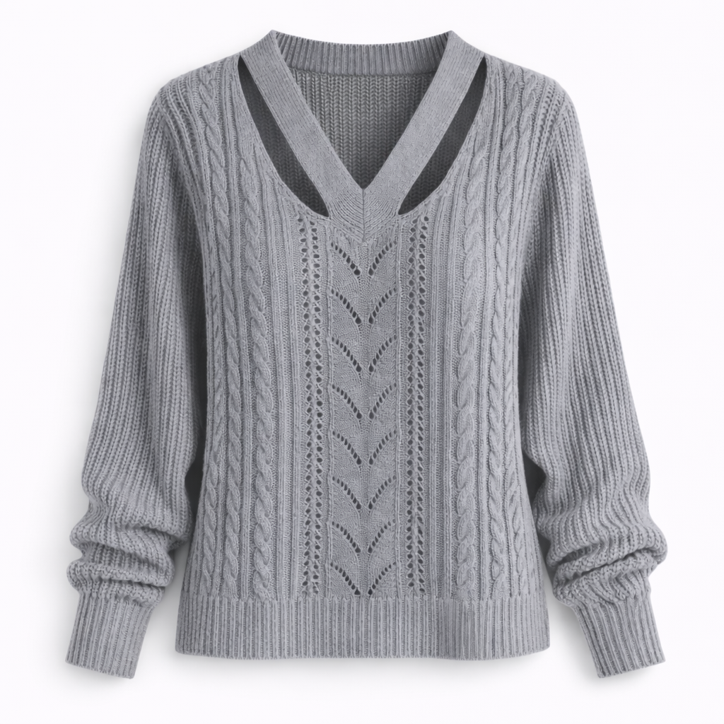 Grace | V-Detail Cable Knit Sweater