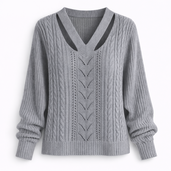 Grace | V-Detail Cable Knit Sweater