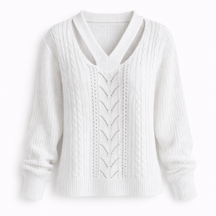 Grace | V-Detail Cable Knit Sweater