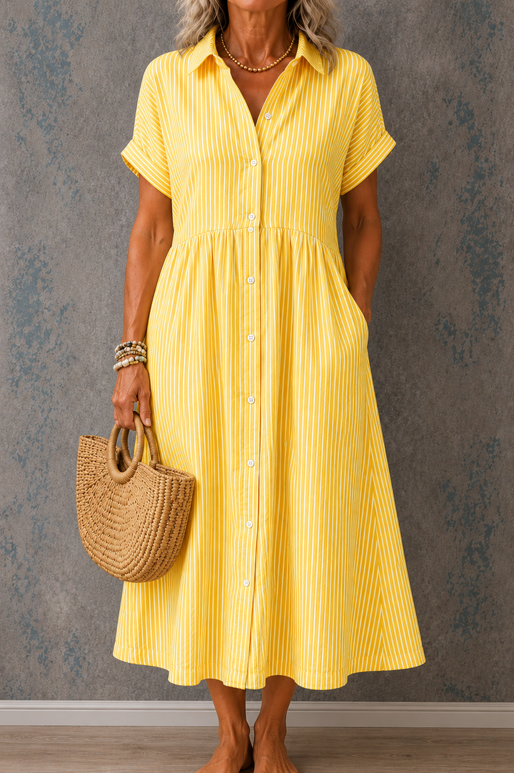 CAMILLE | STRIPED BUTTON MIDI DRESS