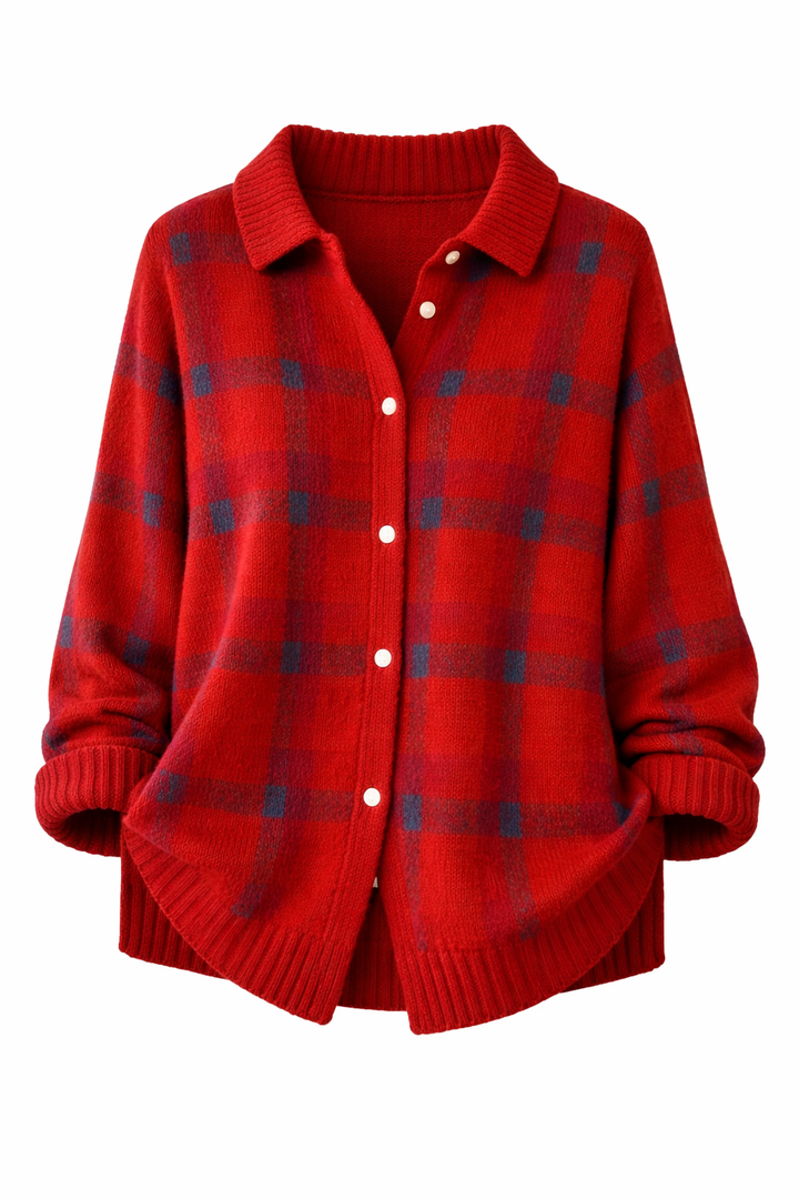 Anna  | Tartan Knit Button Cardigan