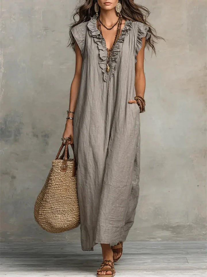 Elara Linen Maxi Dress