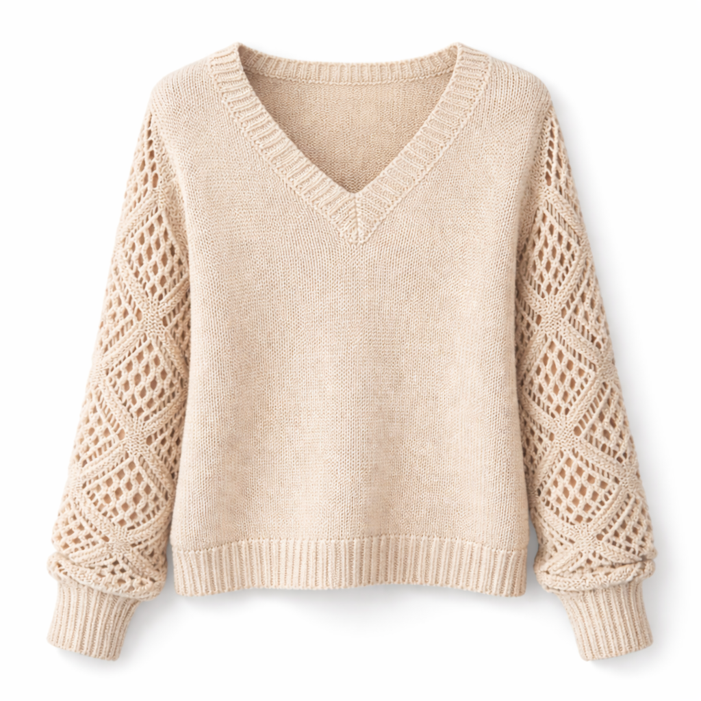 Helena | Lace Sleeve Knit Sweater