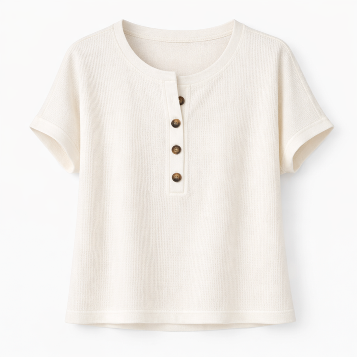 Hannah | Button Front Waffle Knit Top