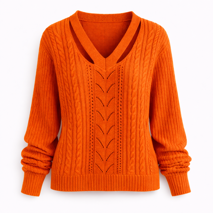 Grace | V-Detail Cable Knit Sweater