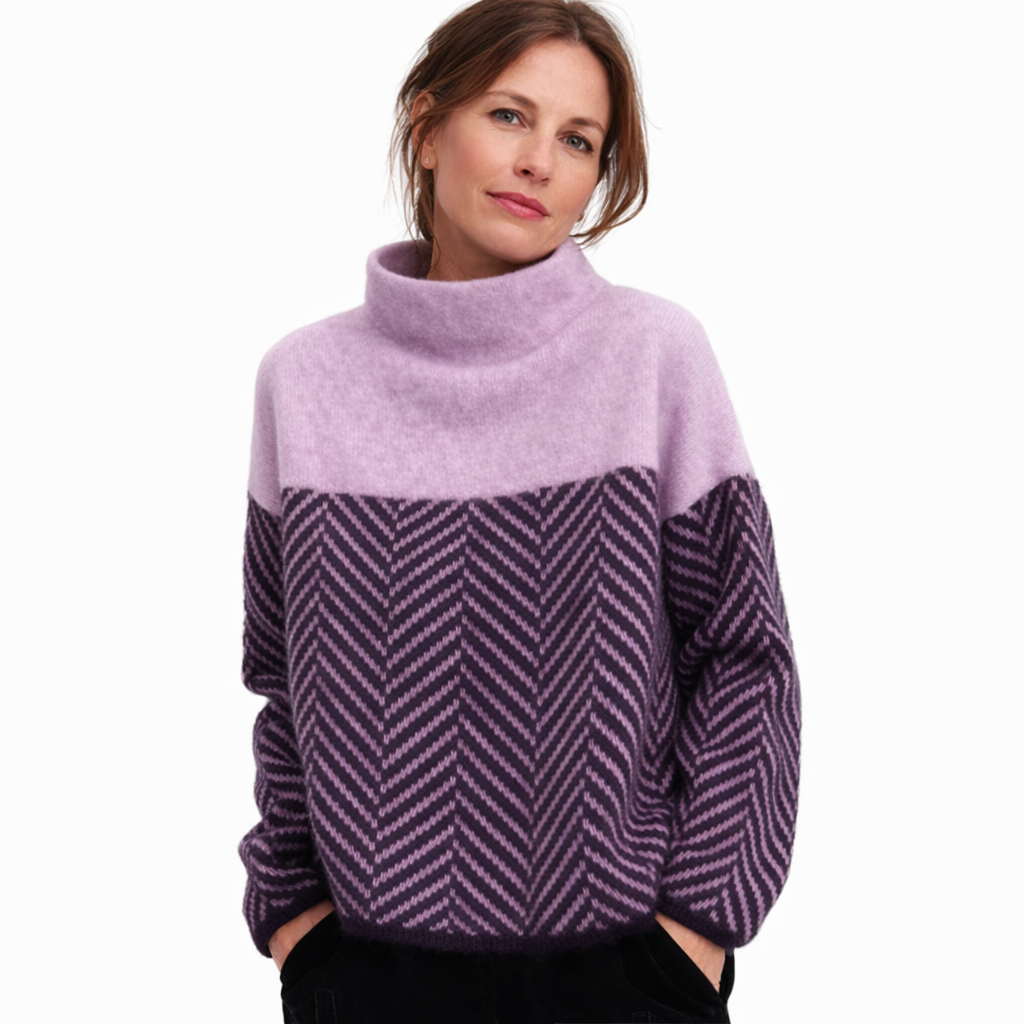Juliette | Herringbone Turtleneck Sweater