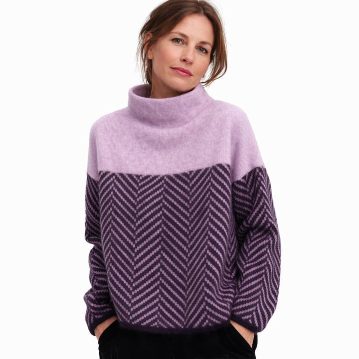 Juliette | Herringbone Turtleneck Sweater