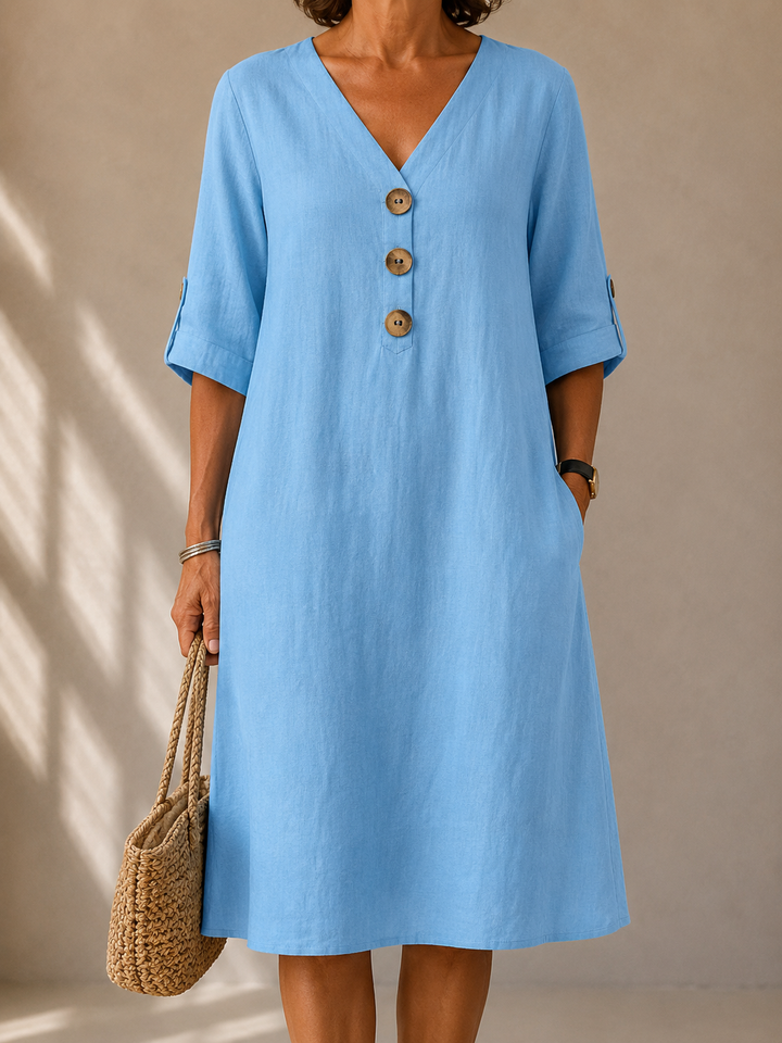 Amelia™ | Linen Button Dress