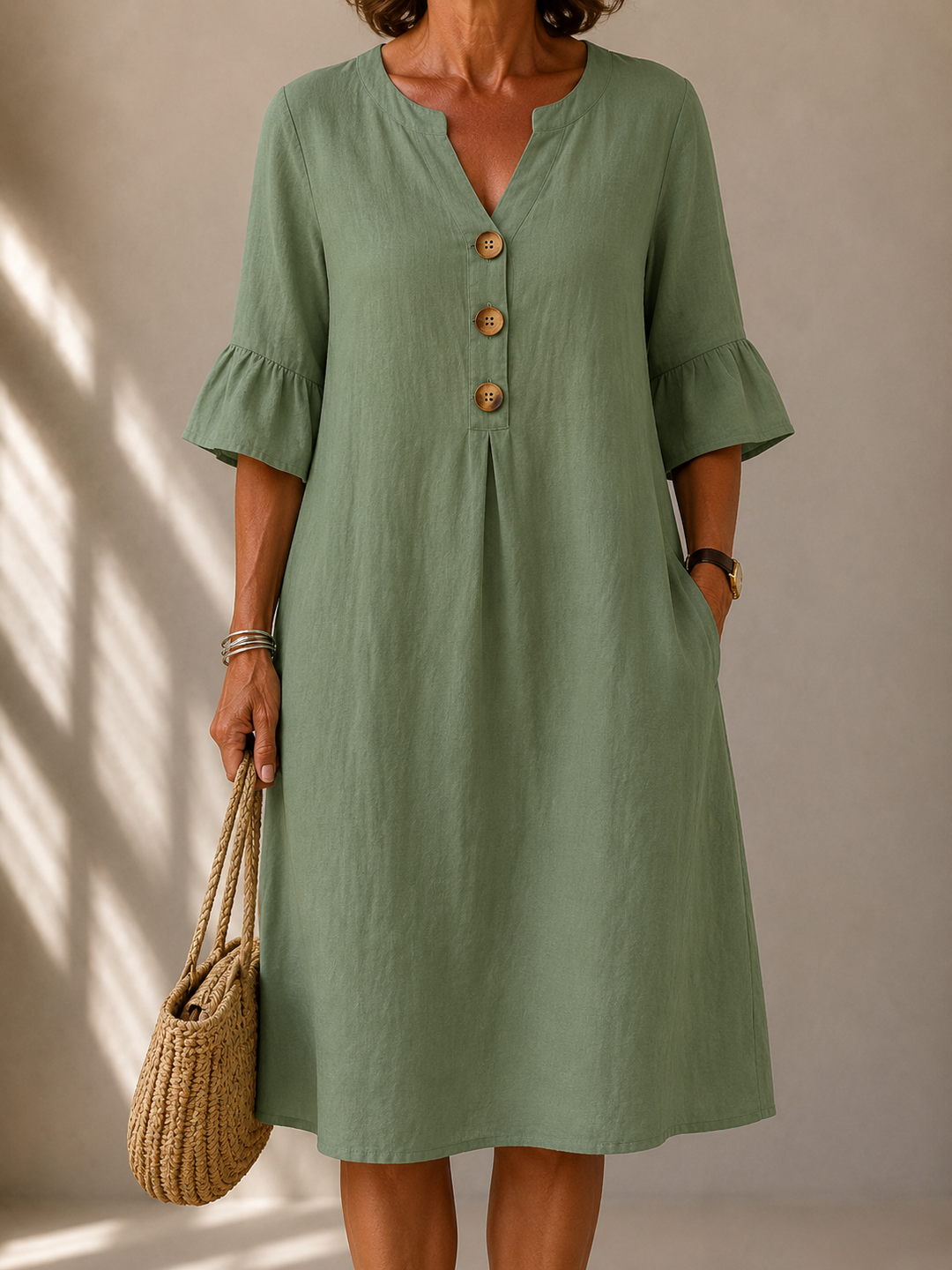 Margaret™ | Linen Button Dress