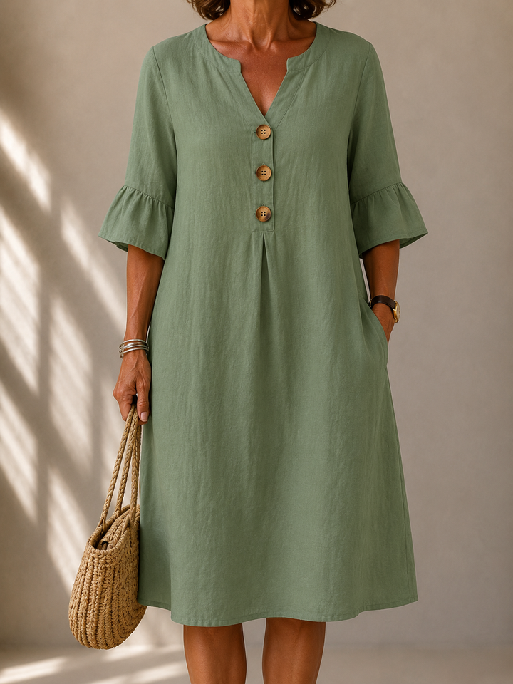 Margaret™ | Linen Button Dress