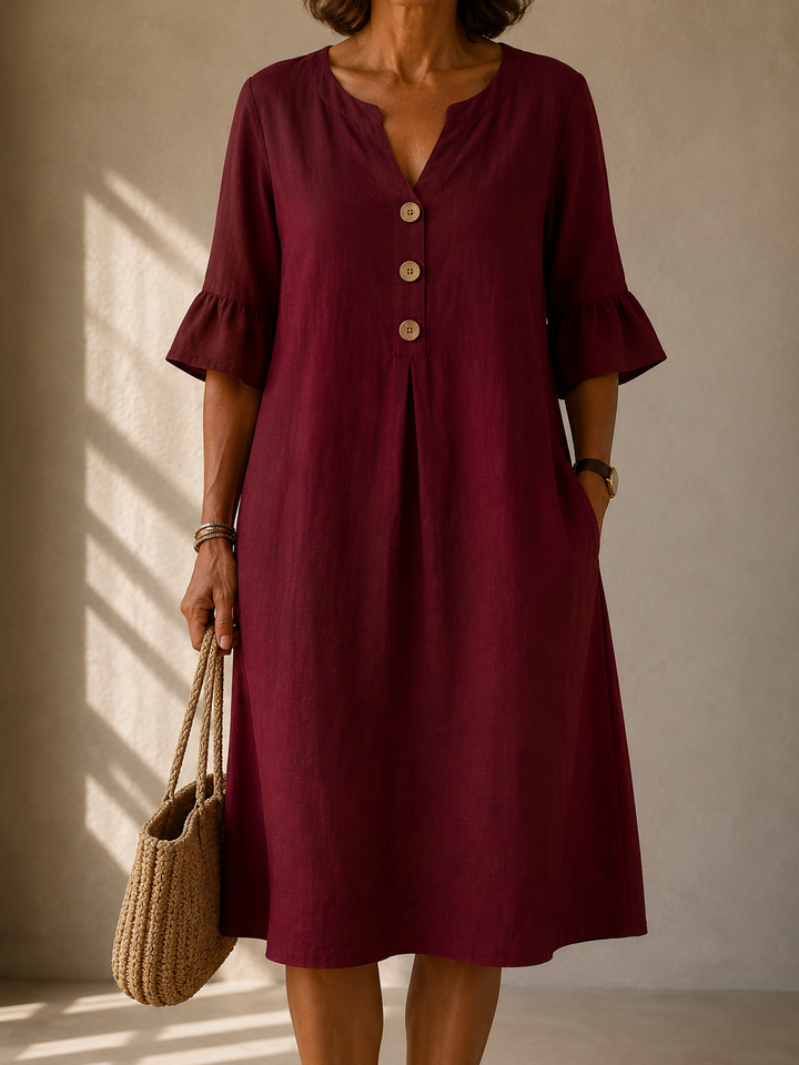 Clara™ | Linen Button Dress
