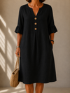 Sylvia™ | Linen Button Dress