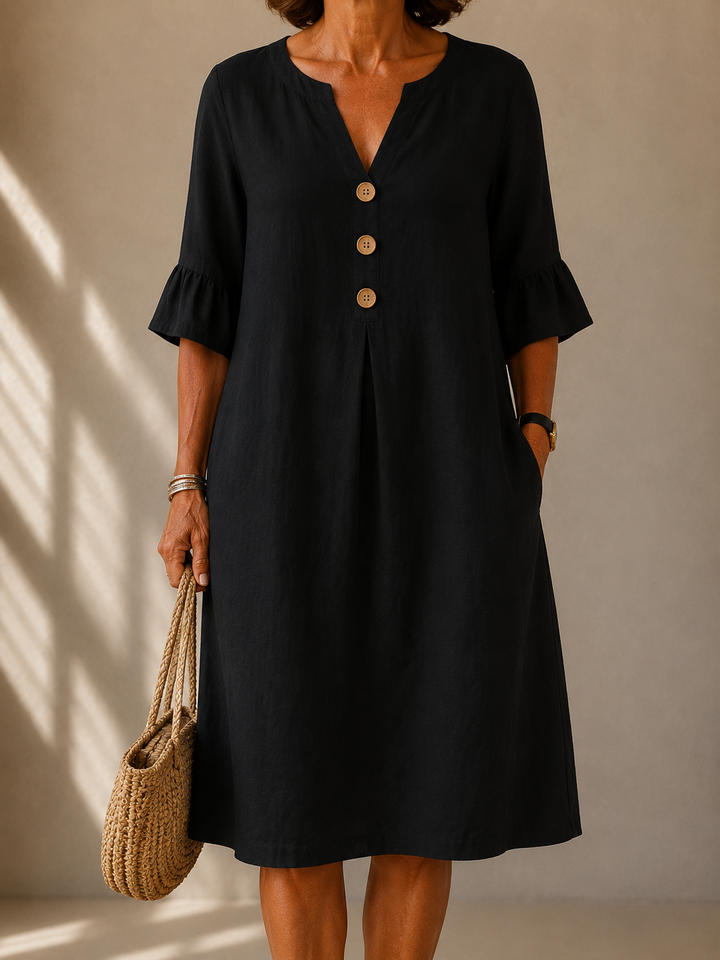 Sylvia™ | Linen Button Dress