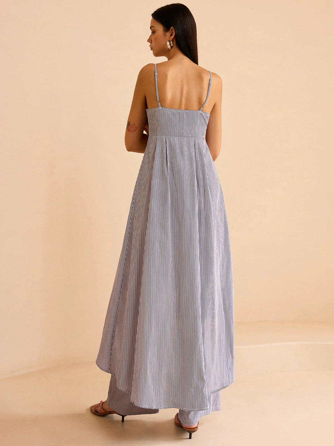 Lara | Striped Long Cami Top and Wide-Leg Pants Set