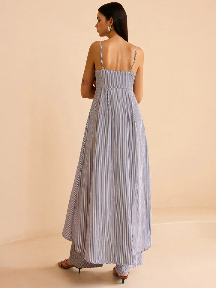 Lara | Striped Long Cami Top and Wide-Leg Pants Set