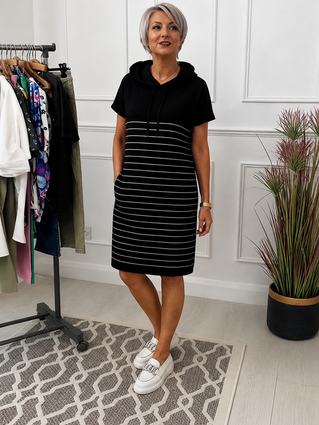 Zoe | Striped Hooded Dress