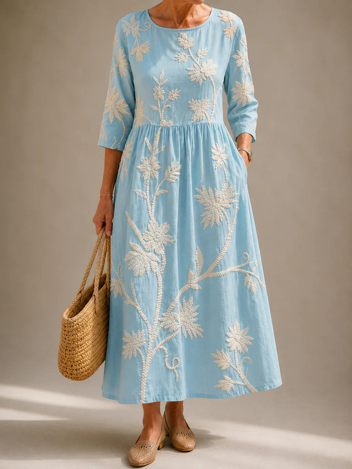 Margot™ | Embroidered Linen Dress