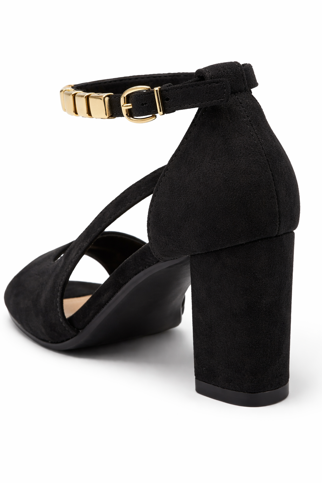Sandra | Black Peep-Toe Block Heel Sandals