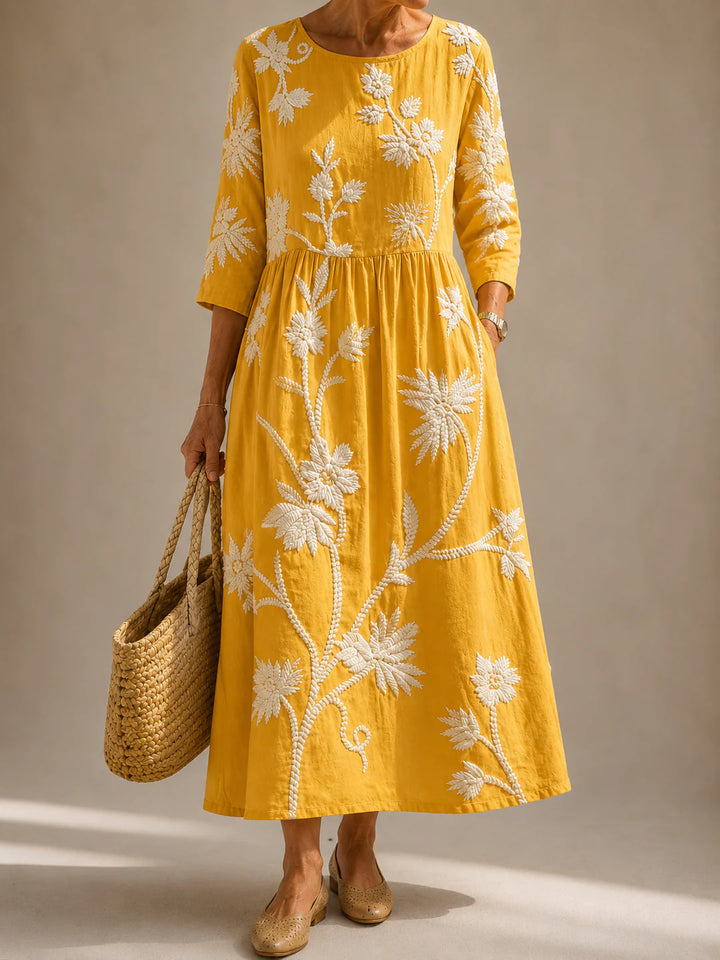 Margot™ | Embroidered Linen Dress