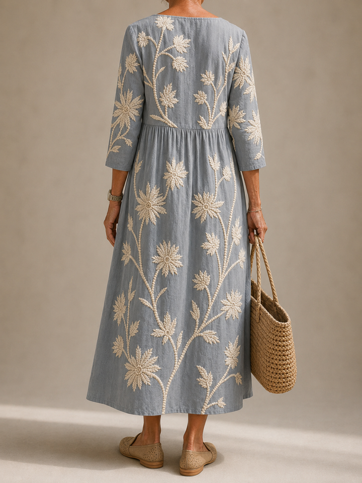 Margot™ | Embroidered Linen Dress