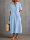 Delphine™ | Half Sleeve Linen Dress